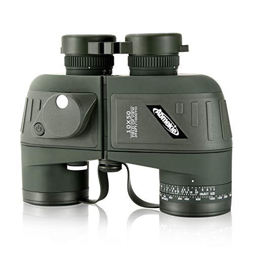 AOMEKIE 10x50 Waterproof Marine Binoculars for Adults with Rangefinder Compass BAK4 Prism FMC Lens for Birdwatching Hunting Boating Fishing Water Sports(Green) - color: Green
