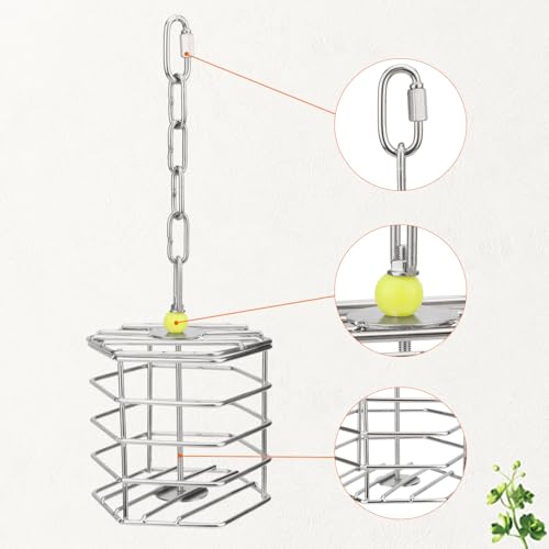 Hypeety Parrot Foraging Feeder, Stainless Steel, 4.09 x 4.09 x 3.85 in, Bird-safe, Dishwasher Safe, Filled with Nuts, Fruit or Veggies - size: Feeder