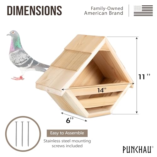 Cedar Mourning Dove Nesting Box, 14L x 11H x 6W Inch, Outdoor | Natural Rough Cut Cedar Bird House, For Doves Nest