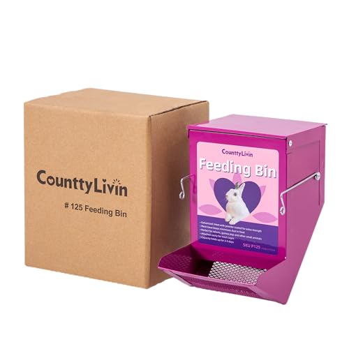 Metal Small Animal Feeder with Lid, Heavy Duty Feeder, Large Capacity Food Dispenser, Great for Rabbits, Guinea Pigs, Chinchillas and Other Small Animals. (4.6 inch, Purple) - color: Purple, size: 4.6 inch