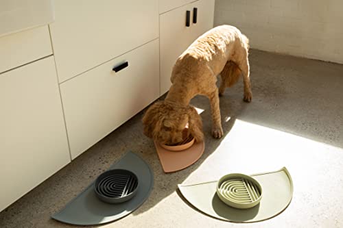Waterproof Silicone Dog Food Mat – Medium Size Non-Slip Pet Bowl Mat, Raised Edge Design, Easy-to-Clean Pet Food Placemat for Dog & Cat Bowls, 21" Across x 10.5" Deep - Charcoal - color: Charcoal, size: Medium