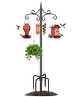 Double Shepherd Hook for Outdoor,72in Heavy Duty Bird Feeder Pole | 3/4” Steel Pole,5-Prong Stable Base,Adjustable Height,22lb Capacity,Perfect for Bird Feeder, Plant, Lantern,Rust Resistant