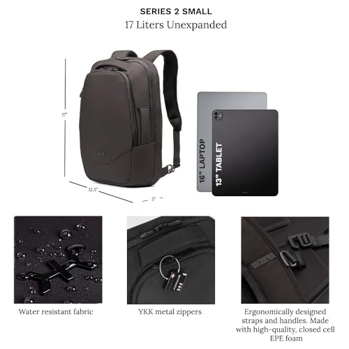 Knack Small Series 2 Laptop Backpack Fits up to 16 Inch Laptops - Knack Bags Carry-On Backpack, TSA Approved, Expandable Travel Backpacks With 2 Day Outfit Capacity, Midnight Black - color: Black, size: Small