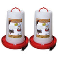 Farm Innovators HPF-100 Thermostatically Controlled Heated 3 Gallon Plastic Outdoor Year Round Hanging Poultry Chicken Water Fountain, Red (2 Pack) | 100-Watt Thermostatic Hanging Poultry Water Fountain, Plastic Drinker for Outdoor Chickens, Ducks & Lives