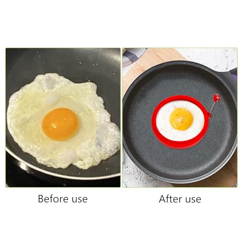 Egg Ring Set, Silicone Egg Ring Molds, Fried Egg Rings and Non-stick Egg Cooker Ring, Multicolor, 4Pack