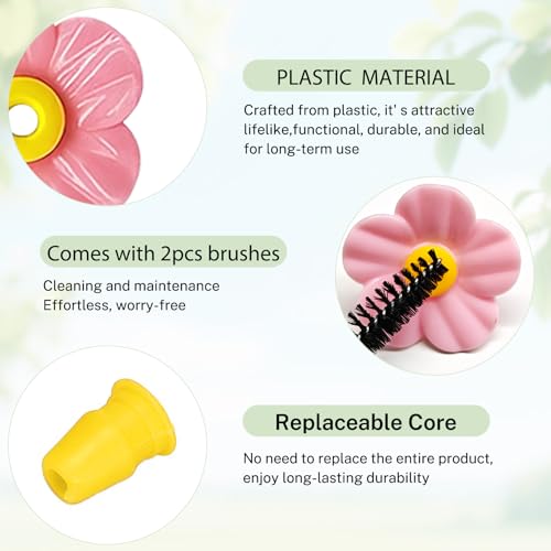 Hummingbird Feeder Replacement Flowers, 16 Sets Replacement Flowers for Hummingbird Feeder Replacement Parts - Pet Bird Accessories Kit for Outdoors Hanging Feeder - color: Pink