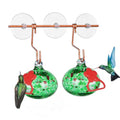 Pozfun Set of 2 Hummingbird Feeders for Outdoors Hanging,Hand-Blown Glass Hummingbird Feeder with Silicone Feeding Perch,Never Leak,Gardening Gifts for Woman Man(Red) - color: Dotted Green