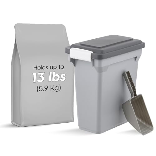 IRIS USA Dog Food Storage Container, Up to 13 lbs, Gray/Dark Gray | Made in the USA, BPA-Free, Airtight Seal, Best for Cat Food, Bird Seed, Chicken Feed, Pet Toys, Treats, Pellets - color: Dark Gray