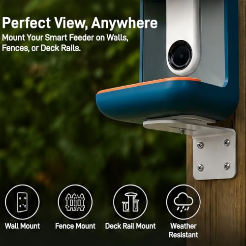 Magnetic Wall & Rail Clamp Designed for Bird Buddy Smart Feeder | carbon steel frame, secure base, flat fence, wooden deck, balcony edge, 3.32 inch fit, 360 degree swivel