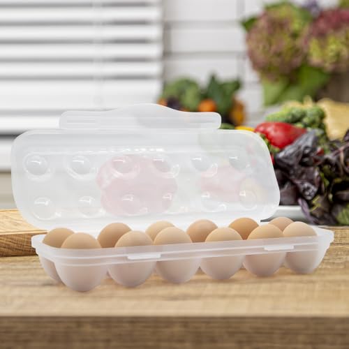 Egg Storage for Refrigerator, Egg Holder for Fridge with Lid, Stackable Egg Storage with Safety Buckle