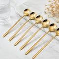 Long-handled Mirror-Finish Small Round Stainless Steel Spoon, Suitable for Scooping Bird's Nest, Honey, Coffee, Milk Powder, Sugar, Cocoa Powder and Other Foods & Desserts (6pcs 5.9", Gold-Plated) - size: 5.9in, style: 6Pcs Gold-Plated