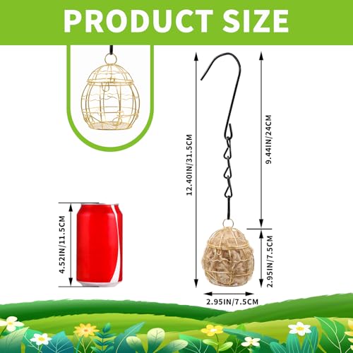 2 Pack Bird Nesting Material Cage Holder for Wild Birds, Hummingbird Nesting Material Kit, Gift for Bird Lovers, Hanging Nesting Supply Dispenser with Metal Hook for Outdoor Use