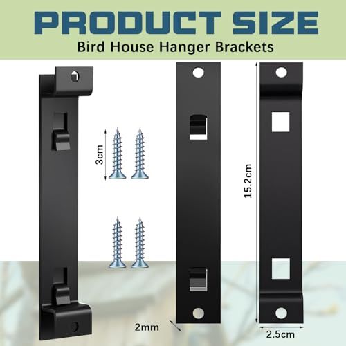 Blulu 2 Sets Bird House Hanger Bracket Stable Rust Proof Galvanized Steel Mounting Bracket for Securing Bird Houses Nesting Boxes Feeders, Quickly Remove for Cleaning (Black) - color: Black