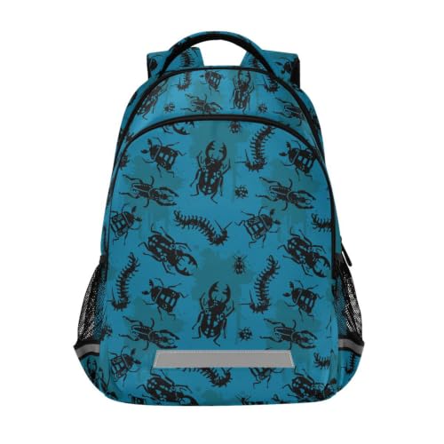 Kids Bugs Backpack for Boys Girls School Bags | Elementary Middle, Travel Daypack Lightweight Waterproof with Reflective Strip - color: Bugs 02