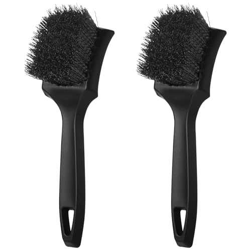 2 Pcs Bird Bath Brush Black Hard Bristle Cleaning Brush with Ergonomic Handle Utility Bird Bath Scrub for Bird Feeder Bath Accessories Fountain Outdoor Cleaning