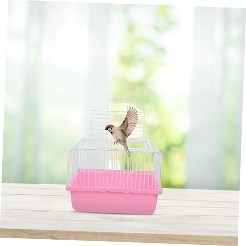 Garneck Portable Birdcage for Small Animals Lightweight Travel Cage Transparent Observation Window for Lovebirds Parakeets and Cockatiels for Home and Travel Use - color: Pink