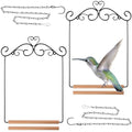 Hotop 2 Pcs Hummingbird Swings and Perches Metal Frame Bird Swing with 2 Replacement Wooden Dowel and 2 Hanging Chain for Outdoor Bird Feeders, Planters, Lanterns Ornaments(Black)