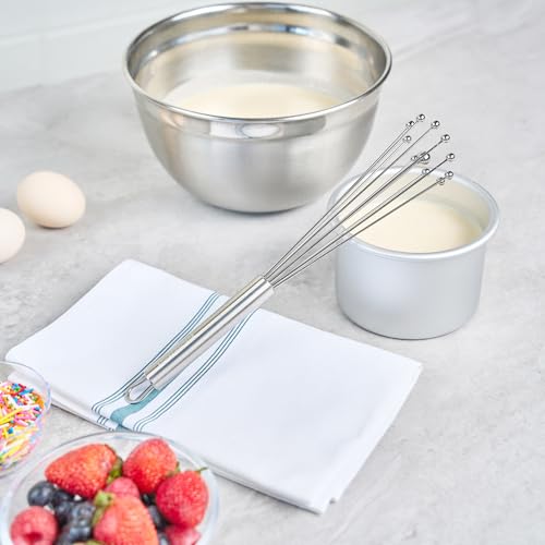 Restaurantware 10.5 in Stainless Steel Ball Whisk - German Standard Egg Beater with Ergonomic Handle, Dishwasher Safe - Manual Mixer Cooking Whisk for Baking, Stirring, Sauces, Beating - color: Ball Whisk, size: 10 3/4"