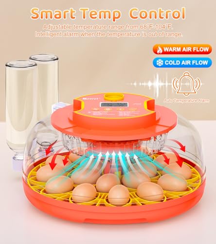 18 Egg Incubator with Automatic Egg Turning, Digital Temperature Humidity Control, Incubator for Hatching Eggs, 360° View Candler, Chicken, Quail, Duck, Goose, Turkey for Home & Farm