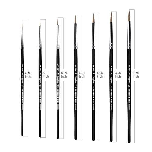XDT#725 Fine Detail Brushes 7pcs Set, Detail Paint Brushes for Acrylic, Oil, Watercolor, Miniature Art, Body, Face, Craft Painting - size: 7Pcs #00000/#000/#00/#0/#1/#2/#3