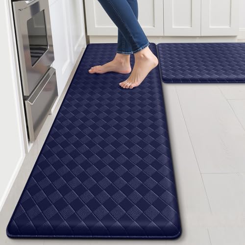 TranquilRelax 2-Piece Kitchen Mats, Cushioned Non-Slip Floor Mats, Blue | Kitchen mats for floor, water-resistant anti fatigue mats for kitchen floor,laundry & entryway, 17.3 x 30 and 17.3 x 59 in - color: Blue, size: 2-Piece | 30"+59" | Standard
