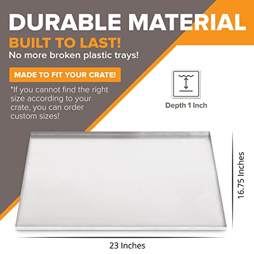 Pinnacle Systems (Galvanized, 23" L X 16.75" W X 1") Metal Replacement Dog Crate Pan Chew Proof Crack Proof Pet Kennel Tray Central Dog Crate Pan Pet Supplies | Chew-proof, crack-proof, rust-resistant. Fits Most Standard 24 in Crates. - size: 23"L x 16.75