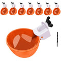 Chicken Waterer Cups, 8 Packs Orange Large Chicken Watering Cups | Automatic Chicken Water Cups, Tee Fittings Poultry Feeder Cups Suitable for Chicken, Duck, Turkey with Mounting Hole Opener - color: Orange
