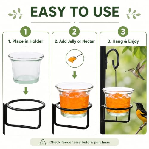 DECHOUS 9Pcs Glass Birds Feeder Replacement Cups, Oriole Jelly Feeder Cups | 2.5 Inch, Jelly Feeder Cups for Oriole and Hummingbirds, Garden, Patio, Balcony, Outdoor Bird Feeder Accessories