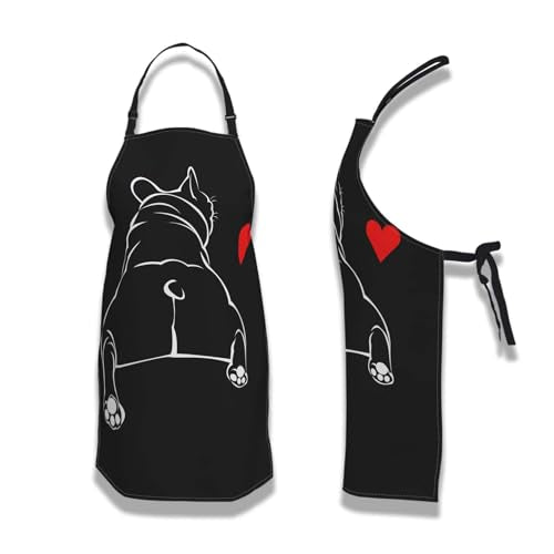 Cooking Apron for Women Bulldog Funny Aprons for Men for Kitchen Restaurant BBQ Painting Crafting Gardening 27” (W) x 31” (H), Waterproof Apron - color: Bulldog