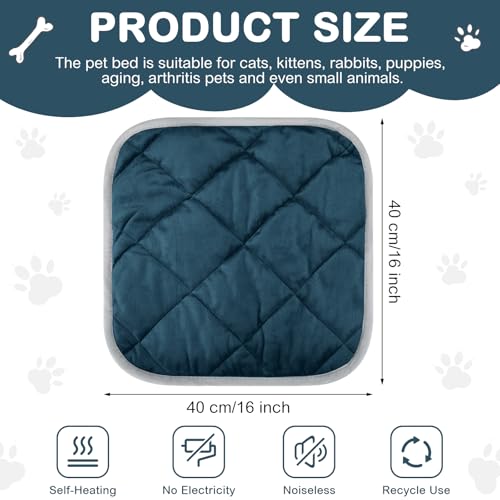 4 Pack Self Heating Cat Pad Self Warming Dog Mat Reflects Body Heat Extra Warm Thermal Pet Pad Washable Dog Cat Bed Crate Bed Mat Blanket(16 x 16 Inch,Blue) - color: Blue, size: 16 x 16 Inch