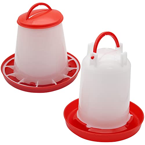 Chick Feeder Waterer Kit, Hanging 1.5kg Feeder and 1.5L Waterer | for Baby Chicks Brooder Coop Accessories, Suitable for Duck Quail Pigeon Poultry Farm, Easy to Assemble and Clean