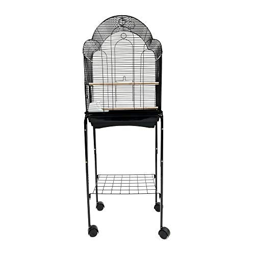 YML Bar Spacing Shell Top Bird Black Cage with Stand, Small