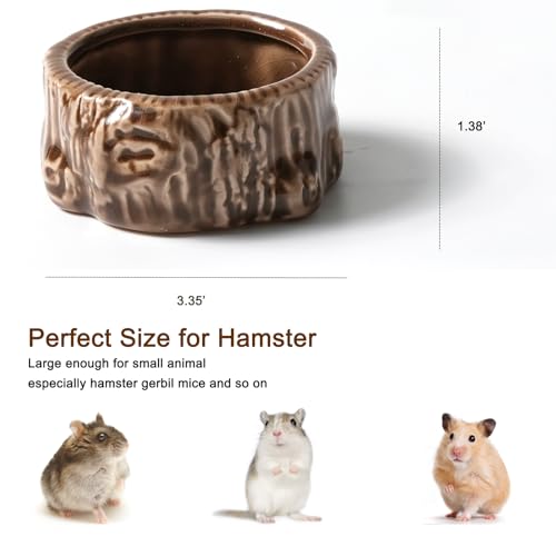 2 Pack Ceramic Hamster Food Bowl Anti-Tip Chew-Proof Water Dish | Tree Shape Bowl Easy to Clean & Heavy Duty Feeding Drinking Guinea Pig Bowl for Syrian Gerbil Mouse Chinchilla Hedgehog