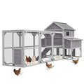 Aivituvin Extra Large Chicken Coop for 8-12 Chickens, Reinforced Outdoor Wooden Hen House with Run, 6 Nesting Boxes, Easy Clean Pull-Out Tray, Waterproof Asphalt Roof - Grey, 134.5"L x 33.5"W x 62.4"H - size: 134.5"L x 33.5"W x 62.4"H