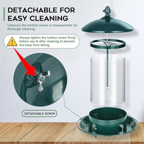 Metal Bird Feeders for Outdoors Hanging, Weather Resistant Wild Bird Feeder with 360 Degree Feeding Tray, Green, 2 Pack - color: Green