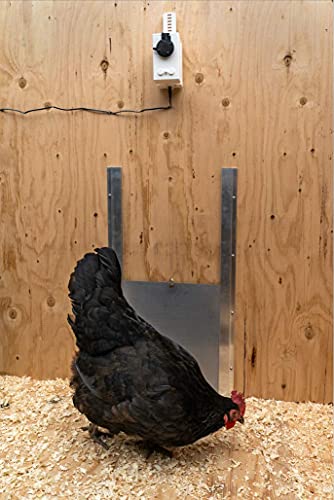 Opener with Motor & Timer (1 Year Warranty) | Heavy Duty | Made USA | Auto Pop Door Opener | Chicken Coop Accessories | Metal