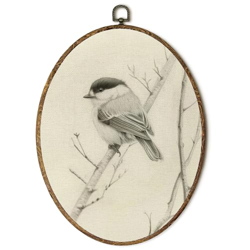 EGVQK Vintage Bird Oval Wall Art, Rustic Bird Sketch Painting Framed Canvas Prints Wall Art, Vintage Animal Oval Canvas Hanging Wall Decor for Farmhouse Room Bedroom Spring Decorations, 8.5x11.5in - color: animal_18
