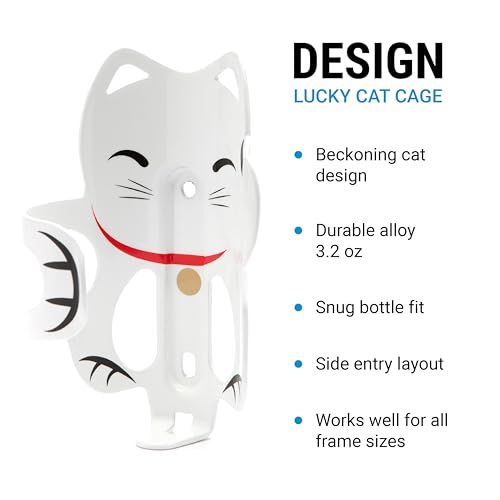 Portland Design Works Water Bottle Cage - Lightweight Water Bottle Holder for Bikes, Lucky Cat Cage, White - style: Lucky Cat Cage - White