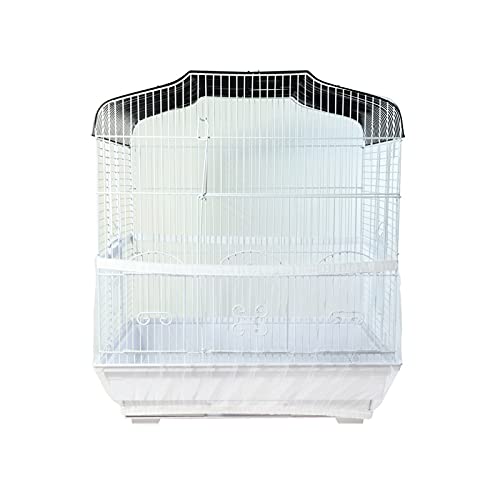 Birdcages Mesh Net Skirt Cover Reusable Stretchy Bird Cage Seed Catcher 35CM (White)