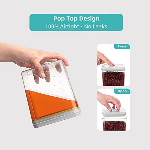Food Storage Containers Pop Airtight Food Storage Containers with Lids for Kitchen Pantry Organizing Cereal Snack Flour Sugar Coffee Spaghetti Stackable - 8 Pcs (1.2, 2.0, 2.7, 3.3qt)*2 - color: 8 Pcs Set (1)