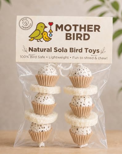 Shred and Destroy Natural Bird Toy - Double Texture Soft & Crunchy - Sola Ball and Loofah Plant - Small Birds - Budgies, Lovebirds - 2 Pack