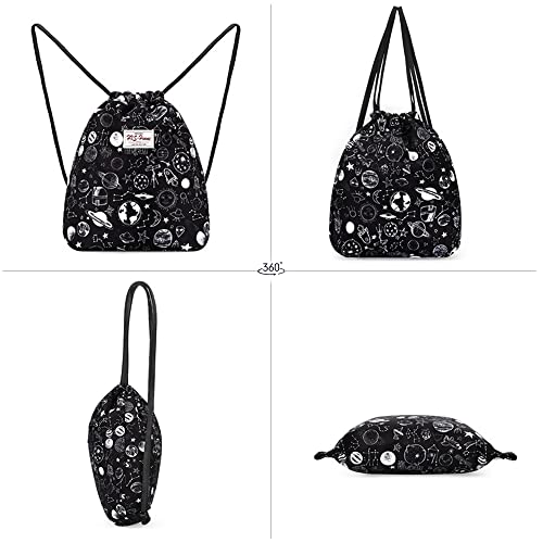 Van Caro Drawstring Backpack String Bag Sackpack Cinch Daypack Fashion Shoulder Bags - color: 7005 Black