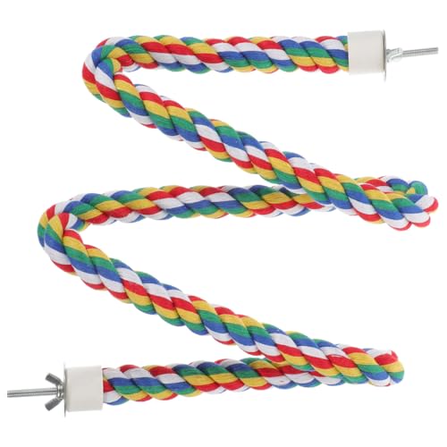 Hemobllo Parrot Rope Climbing Toy with Cotton Rope Perch 41.33In Durable Standing Bird Chewing Toy for Pet Birds Cage Accessories - size: 105cm