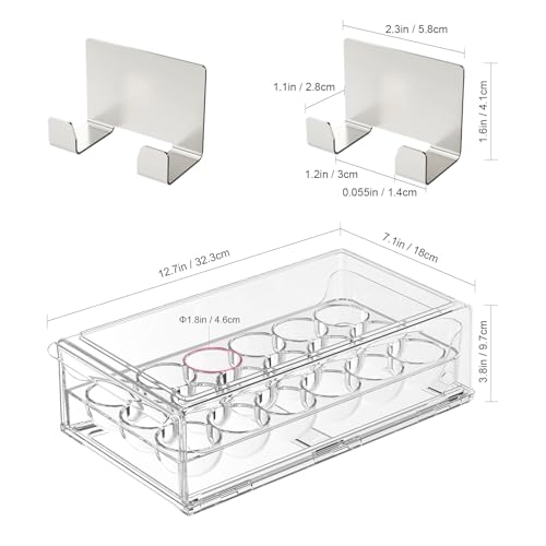 BPA Free Stackable Egg Container - 18 Egg Refrigerator Organizer with 2 Kitchen Hooks, Clear - style: Modern+Simple