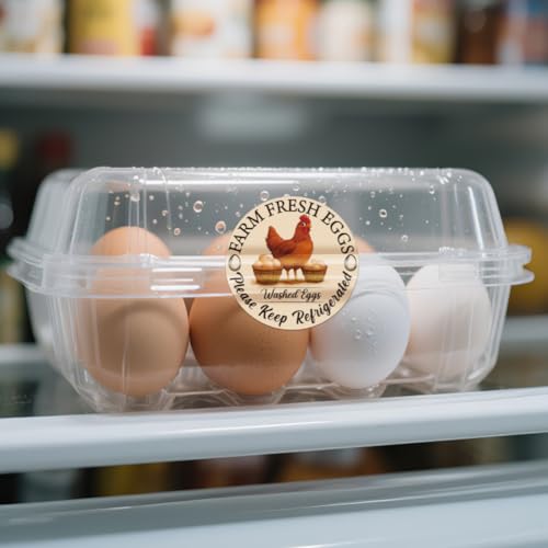 320 Pcs Farm Fresh Egg Carton Labels, Colorful Round Egg Handling Stickers Waterproof Self-Adhesive Egg Packaging Stickers for Box Container Carton Farm Supplies - color: Retro Style
