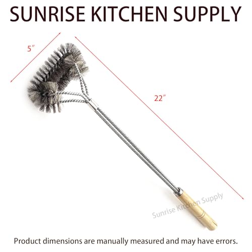 SUNRISE Fryer Brush with Long Handle (Stainless Steel, Double Brush) - color: Stainless Steel, size: Double Brush