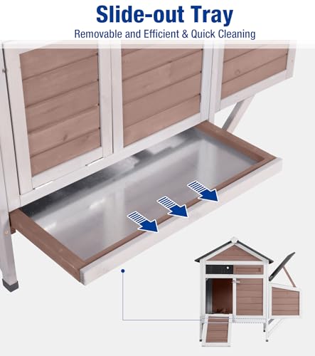 Chicken Coop Outdoor Weatherproof Chicken House with Lockable Nesting Box Slide-Out Cleaning Tray 2 Round Perches & Elevated Predator-Proof Base for 2-4 Chickens Ducks Brown - color: Brown