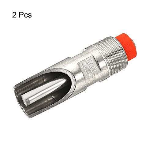 MECCANIXITY Pig Nipple Waterer 2Pcs Automatic Pig Feeder 1/2" PT Poultry Water Nipple Pig Drinker Stainless Steel Plastic Hat Duck-Mouth Type for Sows Drinking, Silver