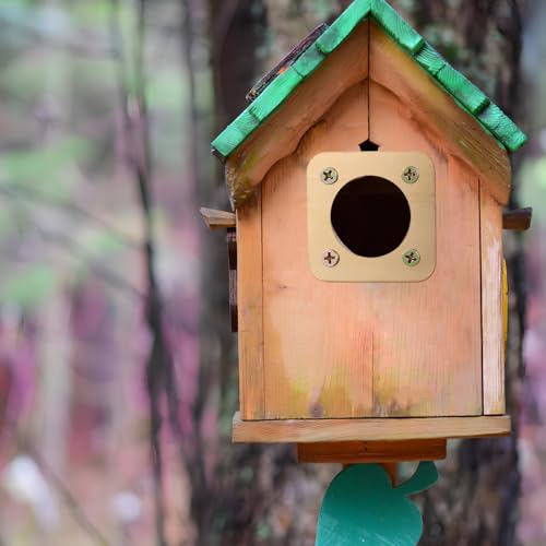 POPETPOP Birdhouse Predator : 8Pcs Metal Birdhouse Hole Protector with Screws Predator Guards for Houses - House Entry Copper Portal Hole Protector, Golden