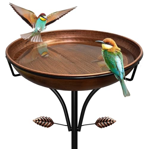 Metal Bird Bath for Outdoor, Vintage Free Standing Birdbathswith Metal Stake Stand,Detachable Bird Baths Feeder Bowl for Garden Patio Yard Lawn Decor,Upgraded 5-Pronged Base (Antique Bronze) - color: Vintage Bronze